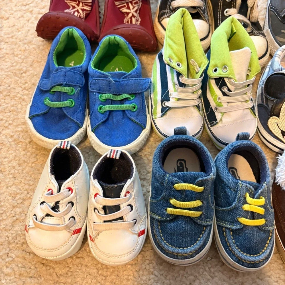 Toddler Boy Shoe Lot Converse Disney Camo Sneakers Sandals Size 0-3M to 8